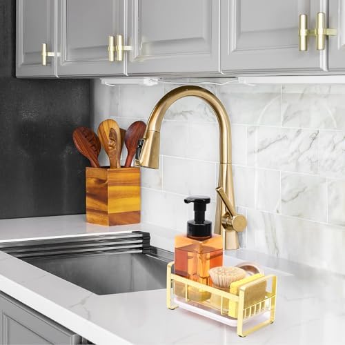 HULISEN Kitchen Sponge Holder, 304 Stainless Steel, Gold