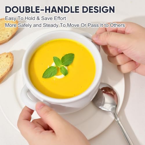 Vumdua Soup Bowls with Handles, 16 Oz Ceramic French Onion Soup Bowls