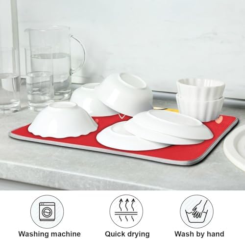 OTVEE Cartoon Cat Pattern Dish Drying Mat for Kitchen Counter