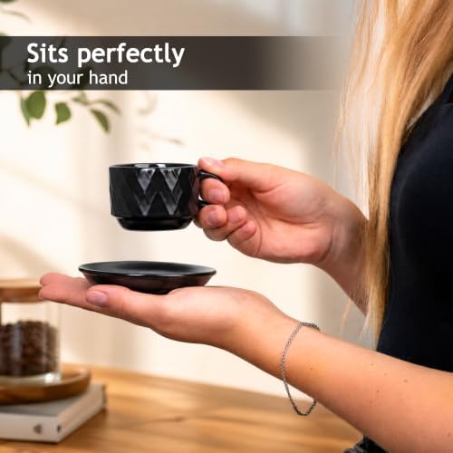 MIAMIO - Espresso Cups 6-Pack (2.5 oz) - Palmanova Collection (Black)