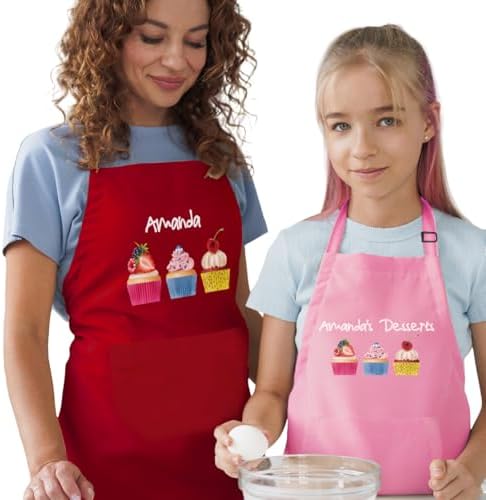7th Hill Personalized Kids Apron For Cooking, Mommy and Me Aprons with