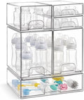 Baby Bottle Organizer, 6-Piece Clear Acrylic Stackable Storage Drawers