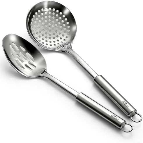 Berglander Kitchen Skimmer Slotted Spoons for Straining 2 pcs 13"