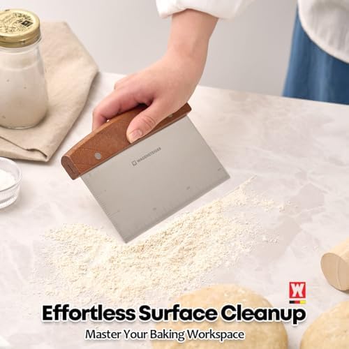 Stainless Steel Dough Scraper with Wooden Handle | Bench Scraper for