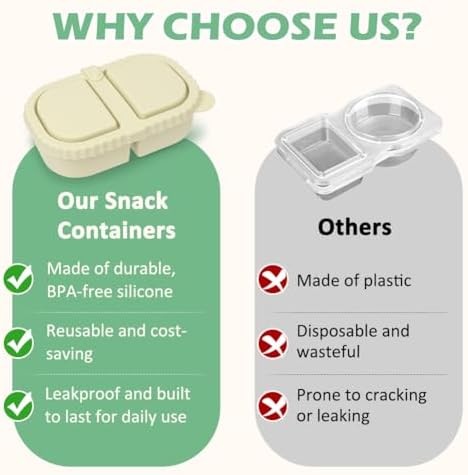 YQL 3 Pack 8 oz Silicone Snack Containers with Lids,Small Snack Box