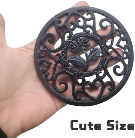 Coloch 2 Pack Cast Iron Trivet with Pegs, 4.6 Inch Round Metal Trivet