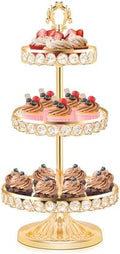 Round Metal Cupcake Tray Set, Crystal Dessert Display Stand for