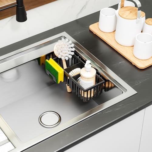 Yieach 3-In-1 In-Sink Sponge Holder, Black