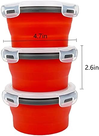 CCyanzi 3piece Round Collapsible Bowl with Lids, Silicone Food Storage