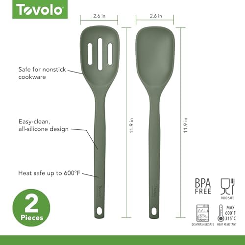 Tovolo Elements Silicone Spoon Set of 2 Mixing and Slotted Spoon
