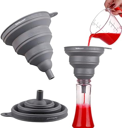 Funnel Set 4, Silicone Funnels for Kitchen, Collapsible Funnels for
