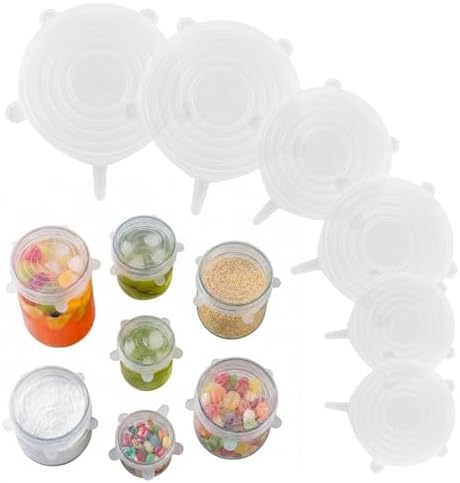 Small Silicone Stretch Lids, 6 Pack, Transparent
