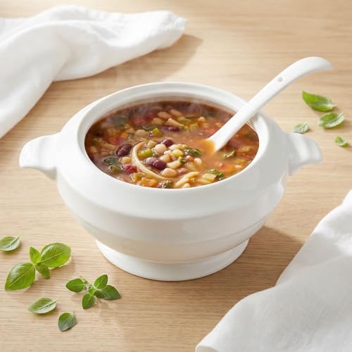 Casserole Dish with Serving Handle, Soup pot 1.6-quart, French White