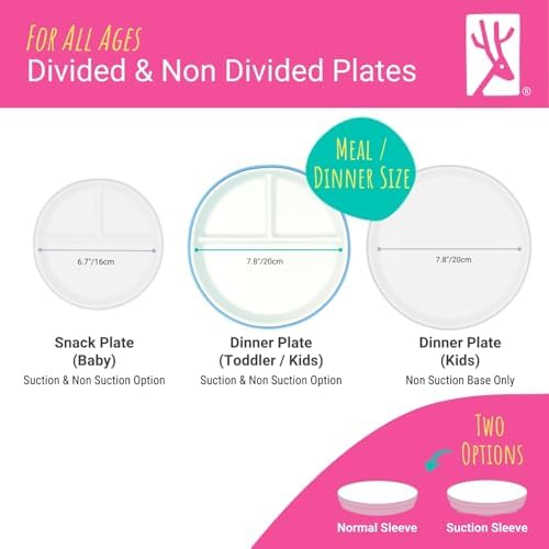 Elk and Friends Kids/Toddler 7.8" Porcelain Divided Plates + Sleeves