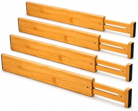 Bamboo Drawer Dividers, 16.5"-22" Adjustable Expandable Organizers