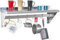 Hally Stainless Steel Shelf with 6 Hooks 14"x36" Wall Mounted Pot Rack NSF