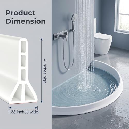 4" High Shower Threshold Water Dam 67 Inch Foldable Shower Splash