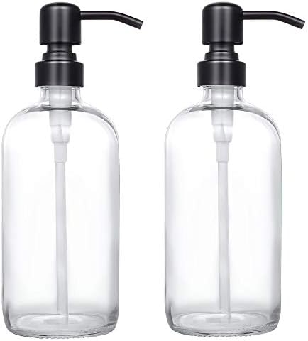 2 Pack Glass Soap Dispensers, 16ounce
