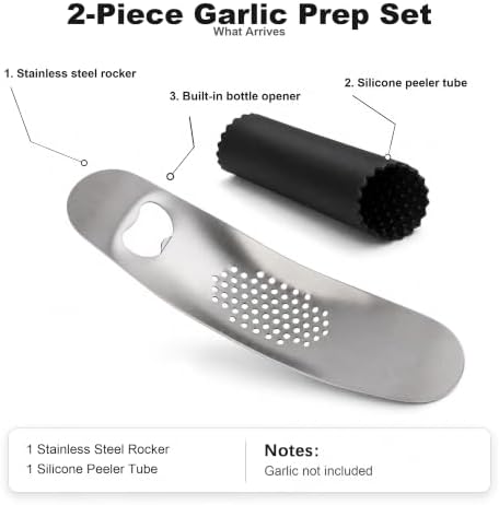 Garlic Press Rocker, Stainless Steel, with Peeler