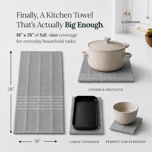CLOUDSCAPE Kitchen Towels Cotton, Pack of 6, Absorbent, 18"x28", AIG