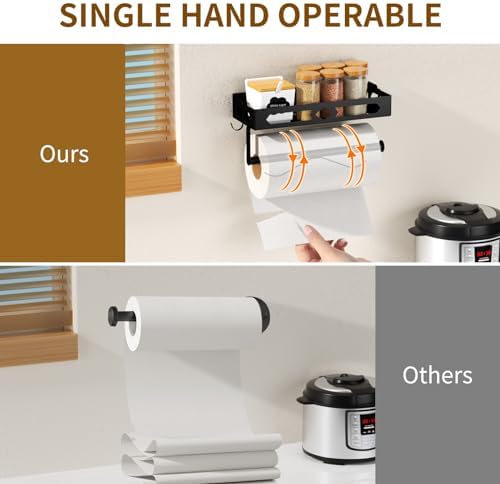 Wall Mount Paper Towel Holder with Shelf, Black