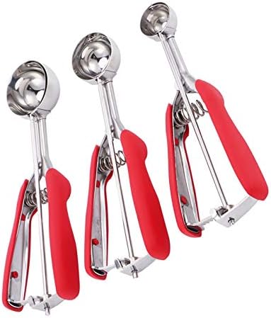 Ice Cream Scoop Set 3 Sizes Stainless Steel Trigger