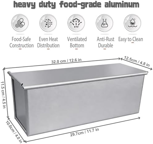 Pullman Loaf Pan with Lid 13x4 Uncoated Aluminized Steel for Sandwich