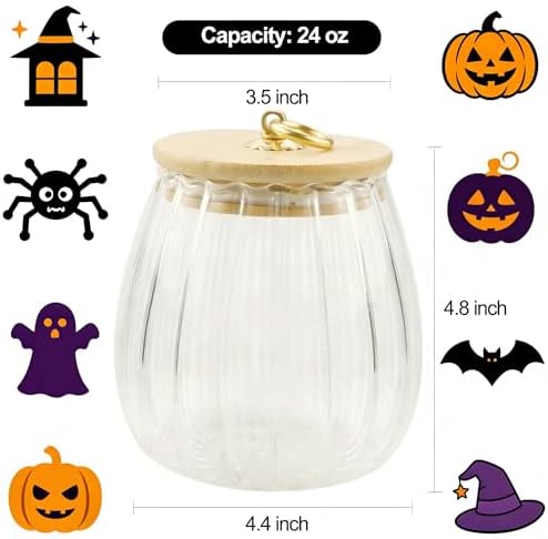 Halloween Cookie Candy Jar Clear Glass Jar Coffee Canister, Sugar