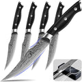 CoquusAid Steak Knives Set of 4, 4.8 Inch Fine-Edge Table Knives with