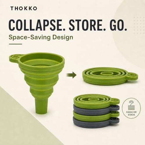 Kitchen Funnel 4 Pack, Food Grade Plastic Funnel Set for Filling