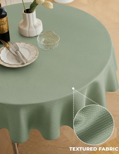 Decorelia Textured Fabric Round Tablecloths 48 Inch, Waterproof