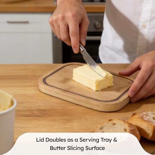 Small Stainless Steel Butter Dish, Airtight Lid, Cow Design