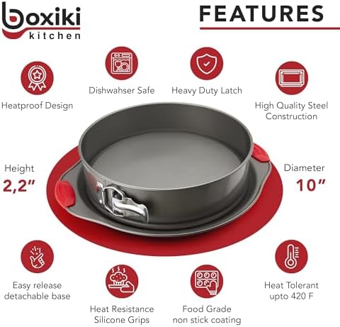 Boxiki Kitchen 10 Inch Nonstick Springform Pan, Professional Spring