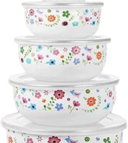 5 Pieces Mixing Bowl Set Food Prep Bowls Round Bowl Kitchen Enamel