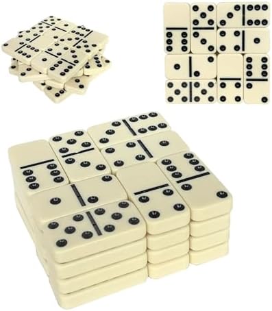 Domino Coasters Set of 4, 3.75 Inch Ivory White Drink Coasters with