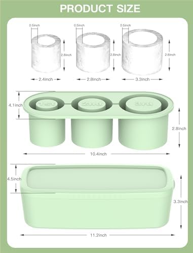 3 Pcs Silicone Ice Cube Tray for 30-40 Oz Tumblers with Lid and
