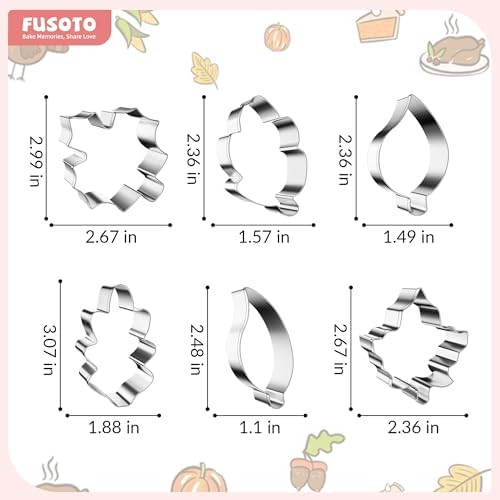FUSOTO 6PCS Fall Leaf Cookie Cutter Set