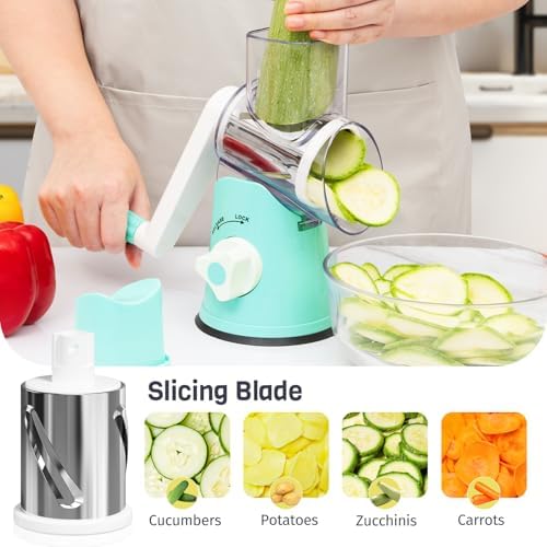 Blue Hand Crank Rotary Cheese Grater