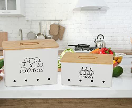 Potato and Onion Storage Bin Set of 2, Vented Metal Vegetable Storage