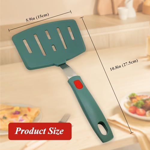 Silicone Spatula Turner, Heat Resistant Pancake Spatula for Non Stick