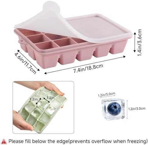 4-Pack Silicone Ice Cube Trays with Lid, Easy Release Ice Cube Molds