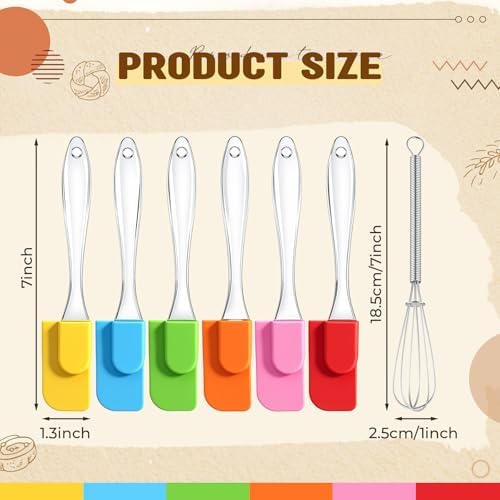 Baderke 24 Pcs Mini Silicone Spatula Stainless Steel Whisk Set, 7"