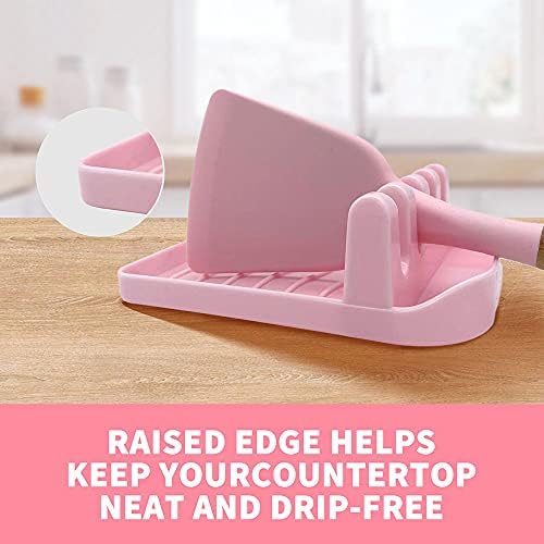 2 Pack Multiple Utensil Spoon Rest with Drip Pad Non-Slip Heat