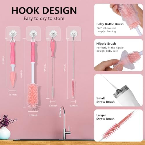 Silicone Bottle Brush Set, Baby Bottle Cleaning Kit with Silicone