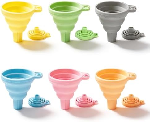 6PCS Food Grade Silicone Collapsible Kitchen Funnel Set