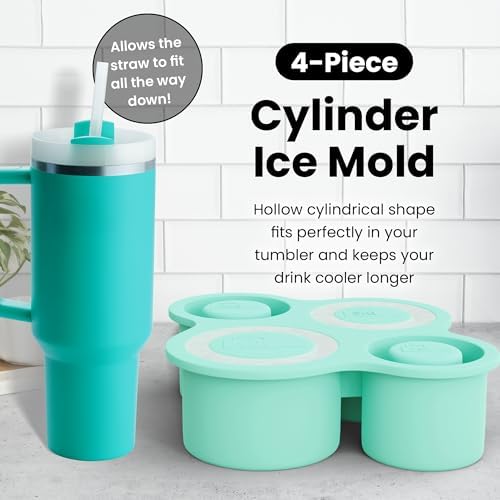 4-Ring Silicone Ice Cube Tray for Stanley Cup with Lid and Metal