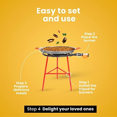 Machika Ibiza Paella Kit with 28-inch Carbon Steel Pan, 8-16 - 24 in