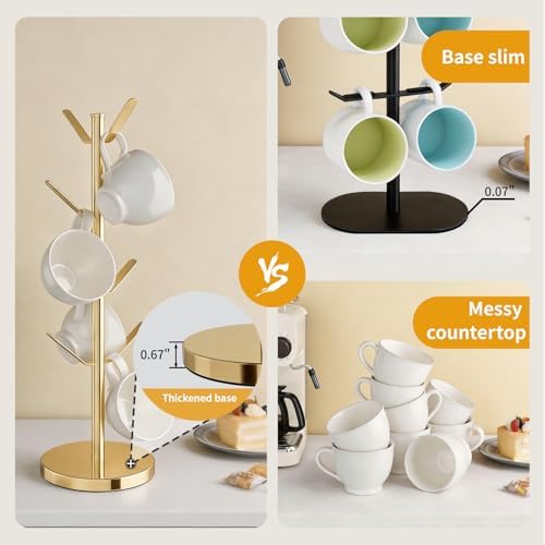 Stainless Steel Mug Holder Tree, Updated Thick Coffee Cup Holder Base