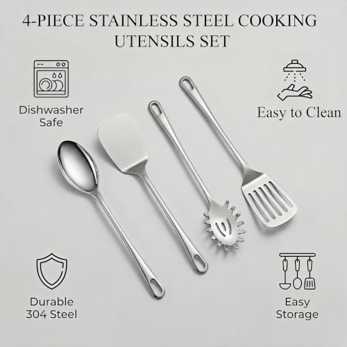 304 Stainless Steel Cooking Utensils Set, Stainless Steel Spatula &