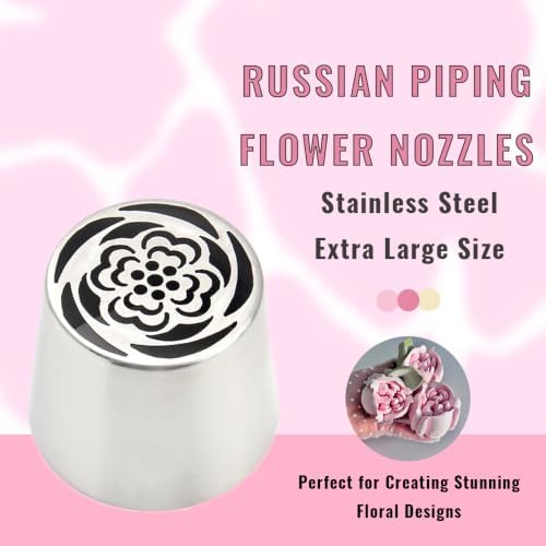 Extra Large Russian Flower Piping Tips, Stainless Steel Icing Tips Set
